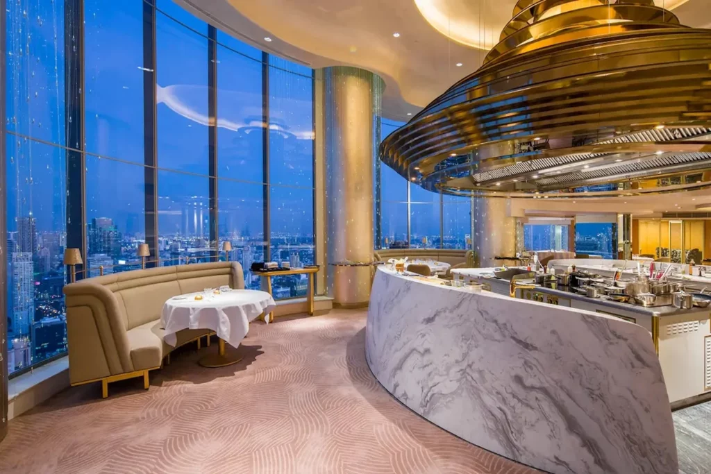 picture of the beautiful interior of Chef's table restaurant in Bangkok 