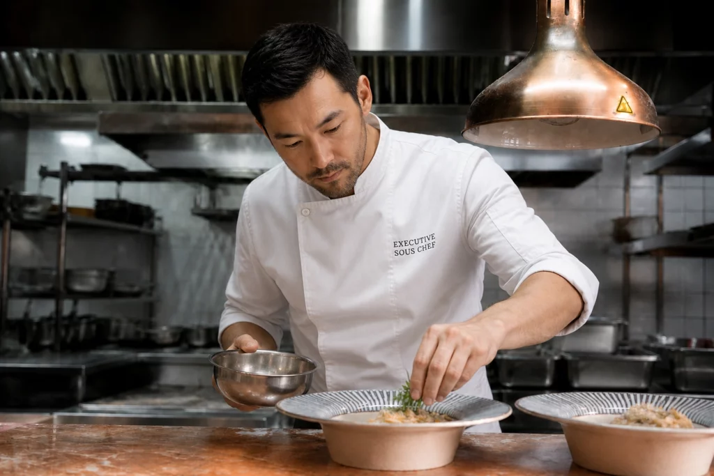 asian chef white uniform