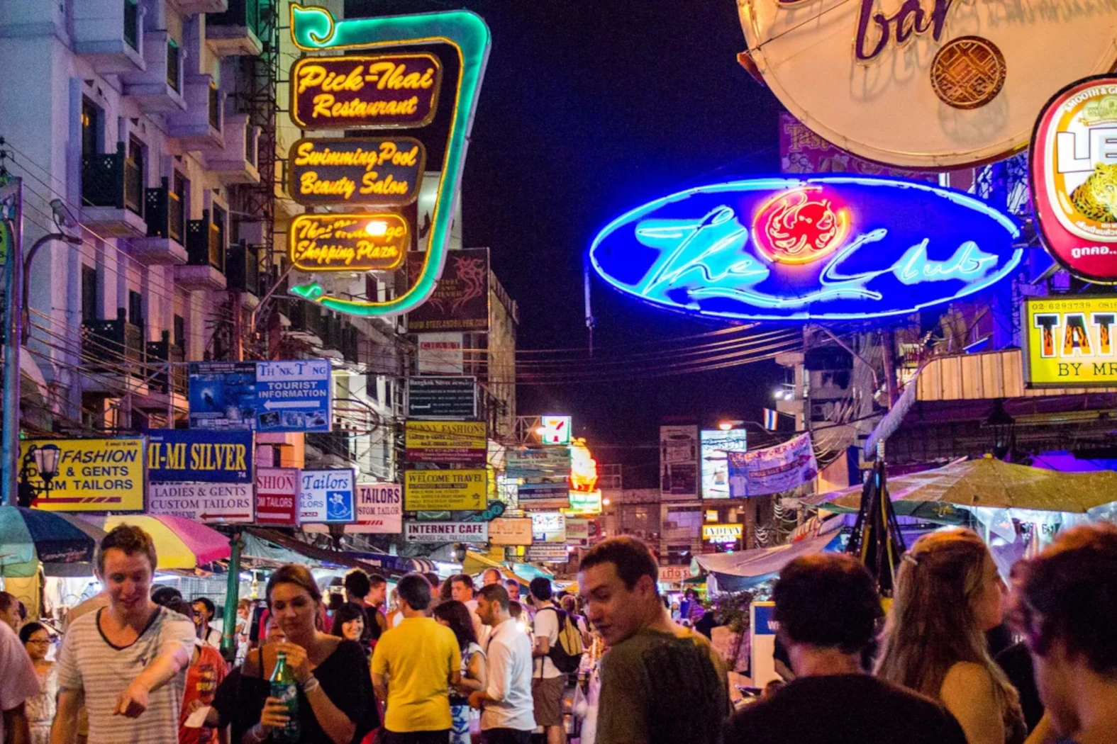 Khaosan Road in Bangkok, the legendary party street.