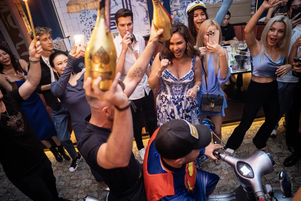 bottle service and celebration at Pastel Bangkok rooftop bar
