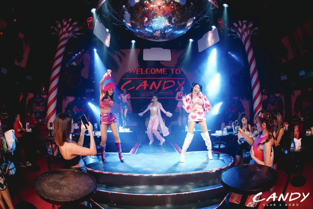 dancers on stage of Candy Club x Bobo in Bangkok Sukhumvit Soi 11