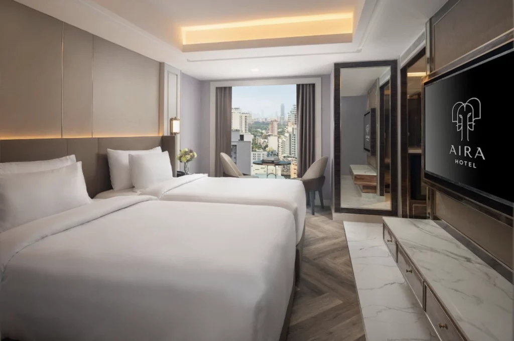 deluxe room at the Aira hotel Bangkok