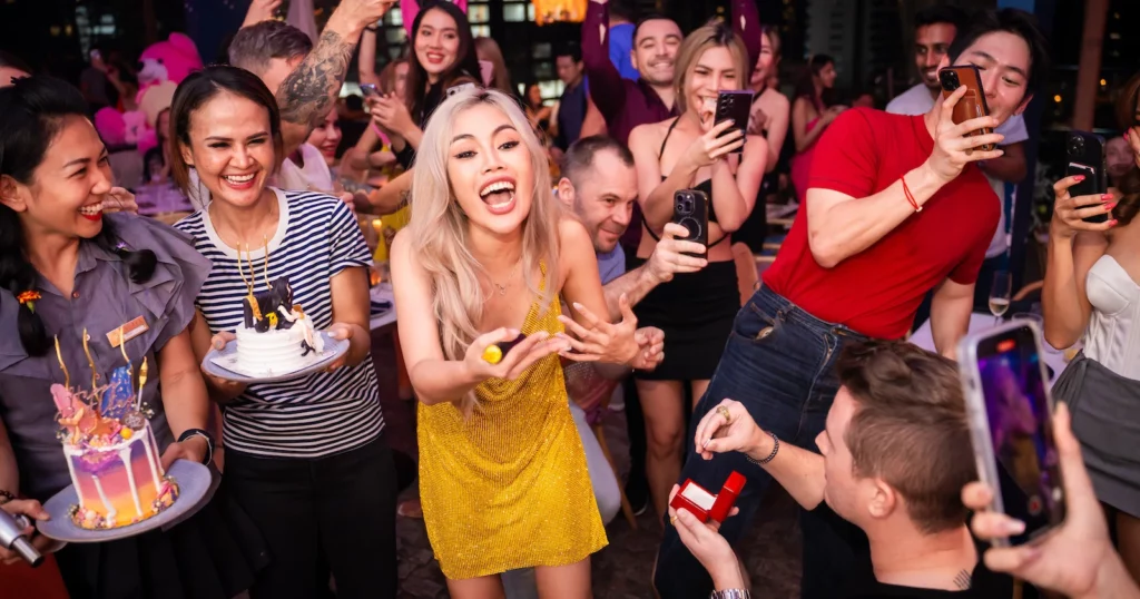A man making a proposal at Pastel in Bangkok