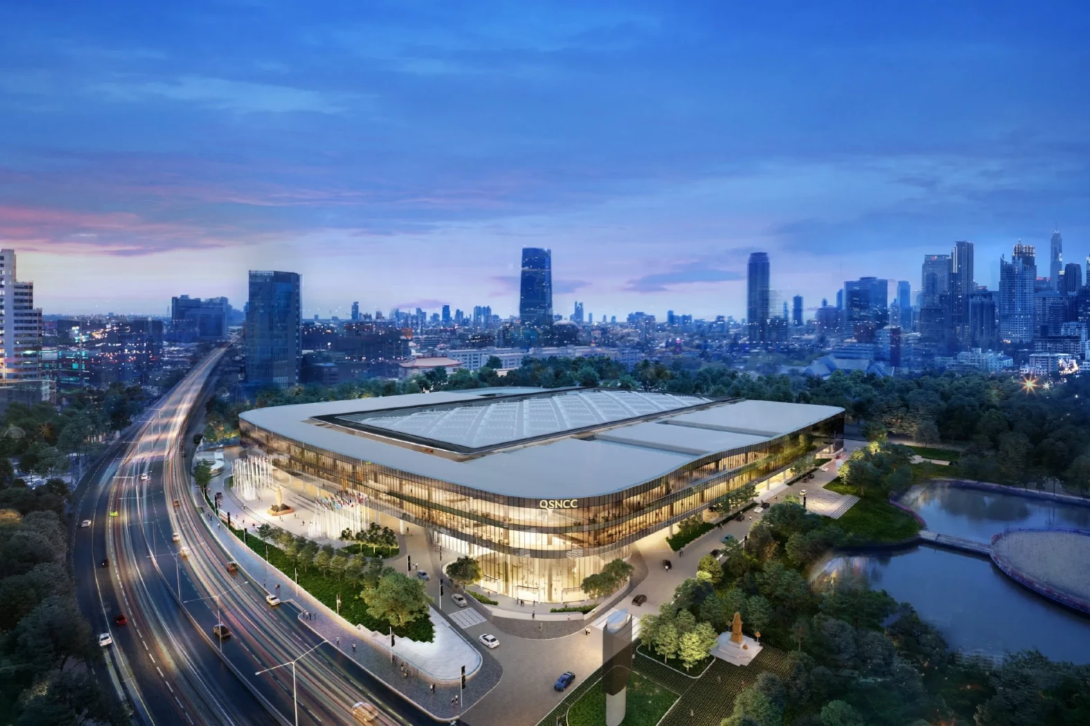 Stunning global exterior view of Queen Sirikit National Convention Center in Bangkok