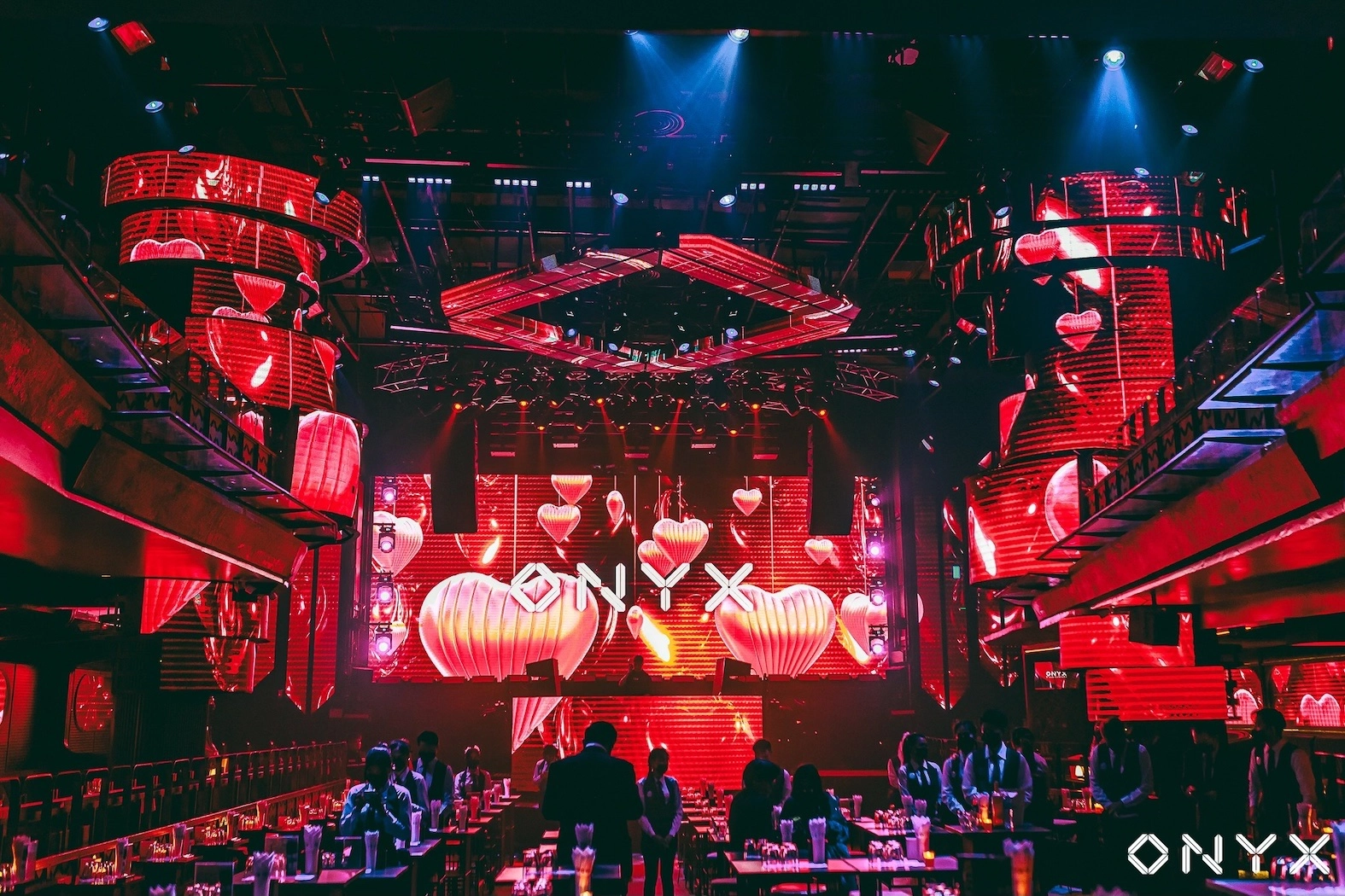 interior with red light at Onyx club Bangkok in RCA