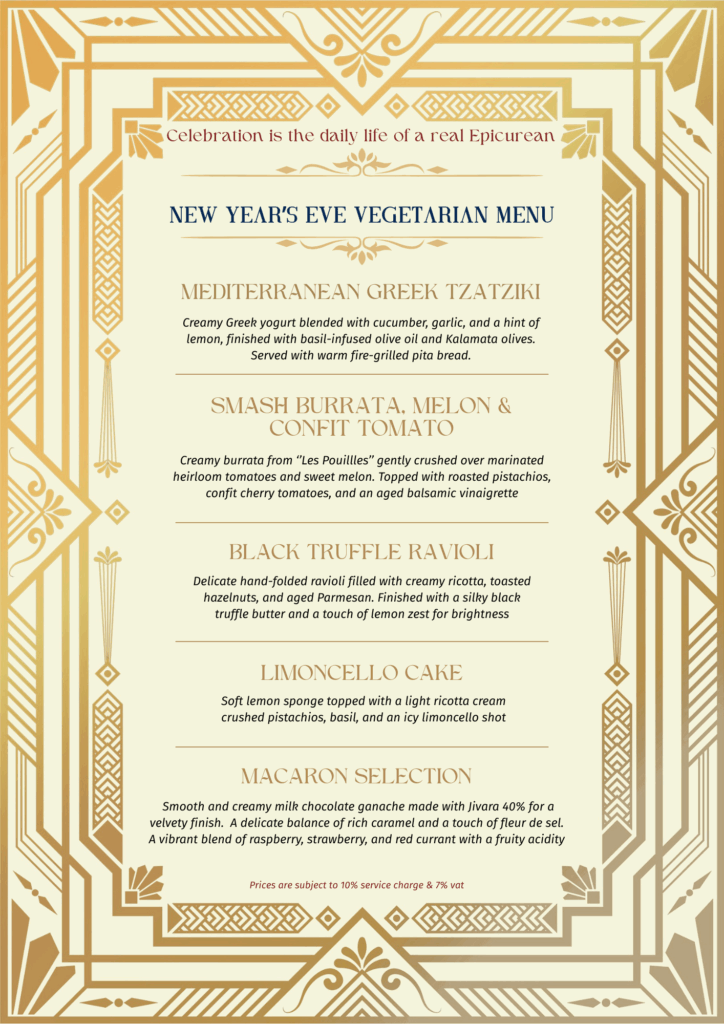 pastel nye vegetarian menu