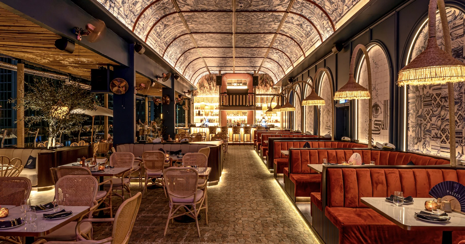 empty interior of Pastel Bangkok rooftop bar and restaurant in Bangkok, Thailand