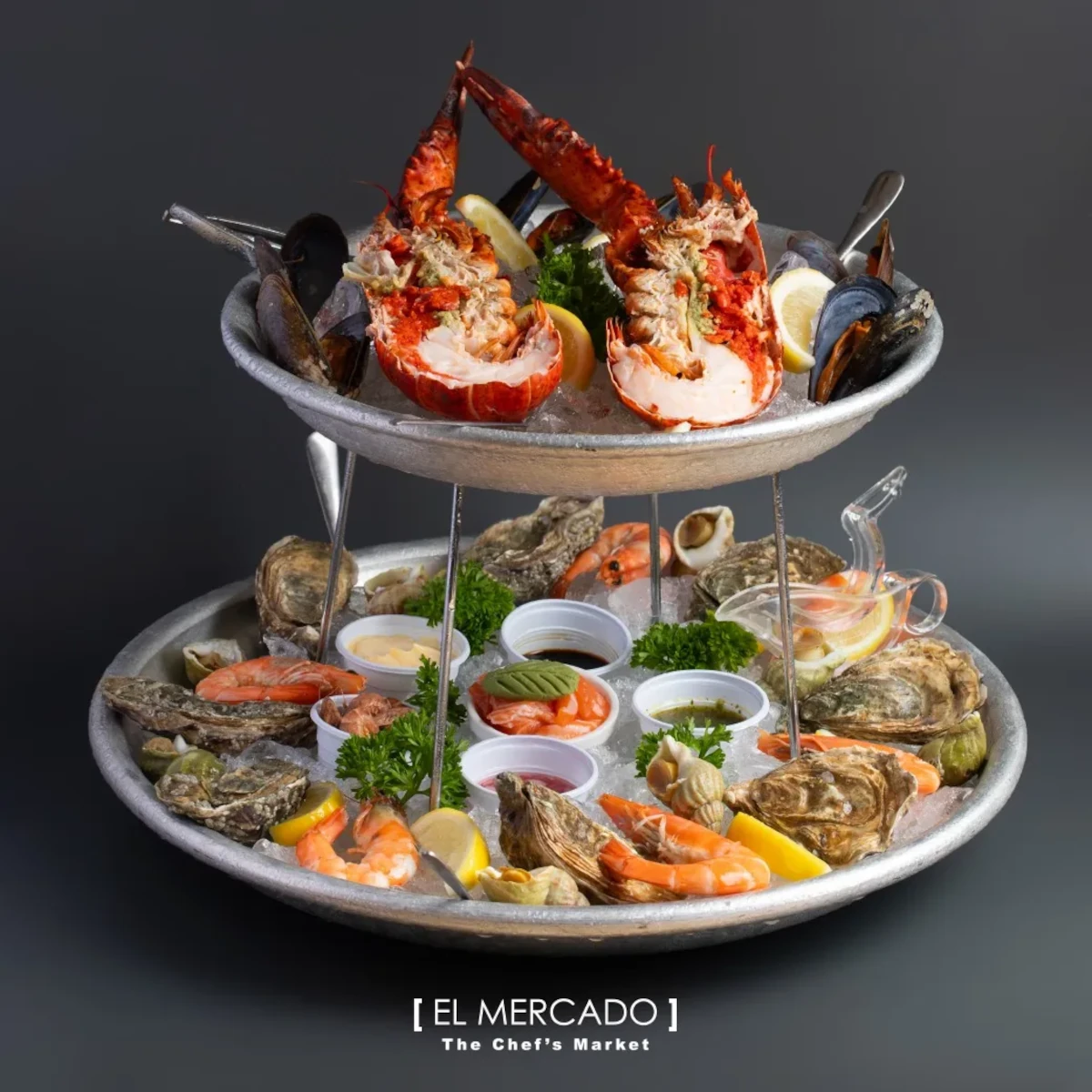 Awesome seafood platter with oysters and lobster from El Mercado in Bangkok.